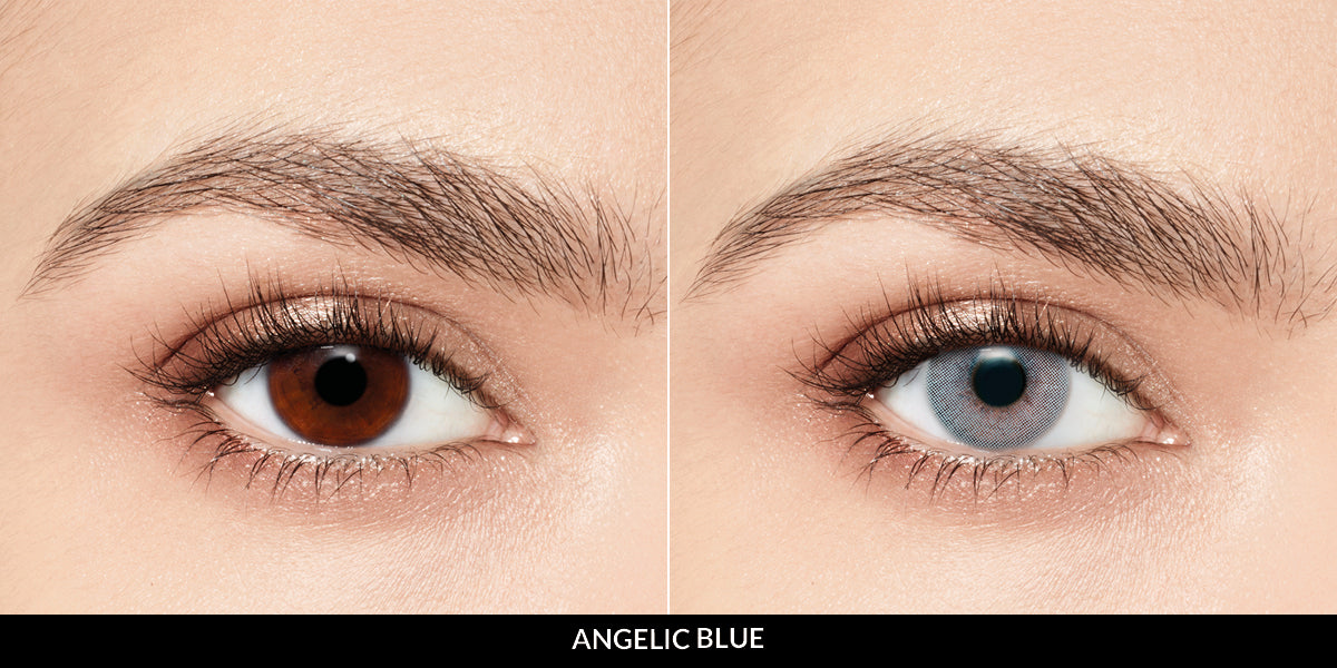 Desio blue natural contact lenses for both dark and light eyes, creating a seductive, mesmerizing, and alluring gaze.