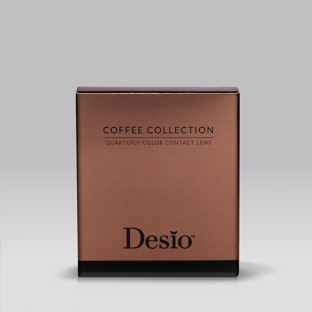 Desio brown quarterly contact lenses box, designed for myopia, hyperopia, and astigmatism correction, offering natural enhancement to the eye with durability.