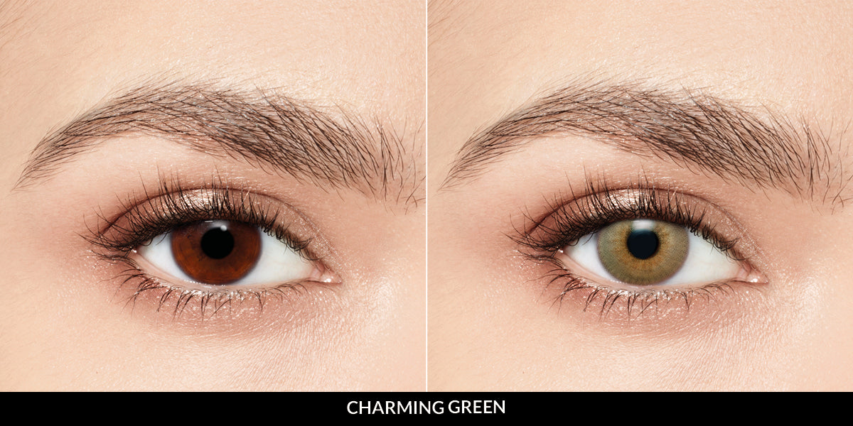 Natural-looking, three-tone Desio green contact lenses, compatible with myopia, hyperopia, astigmatism (toric), and plano, for a realistic & vibrant appearance.