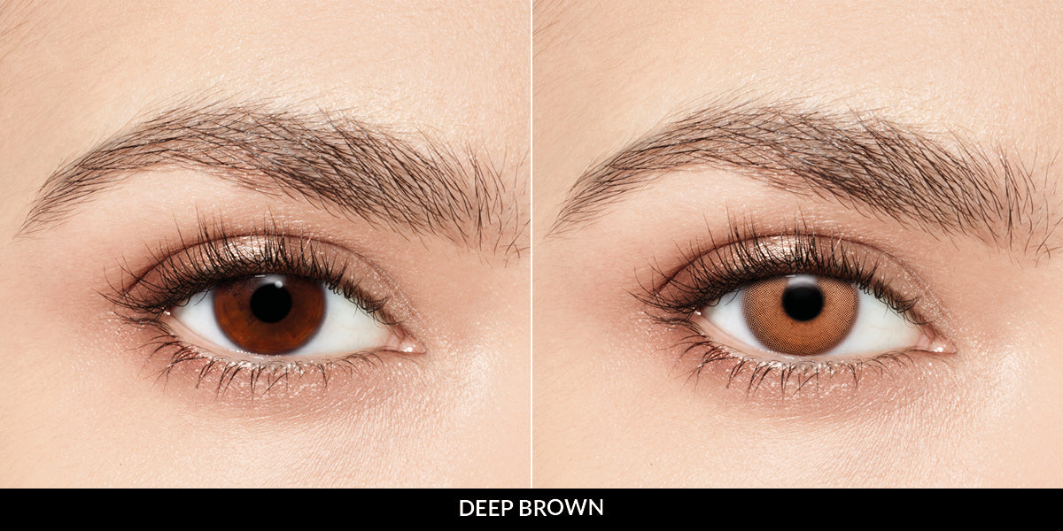 Long lasting Desio deep brown quarterly contact lenses made of Polymacon, with a 14.2 mm diameter for extended comfort and natural beauty.