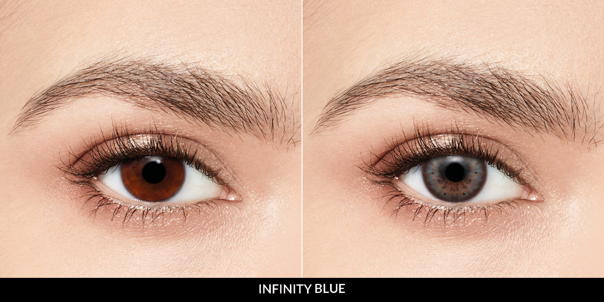 Desio natural blue contact lenses, providing a luminous and alluring gaze, suitable for all occasions and desired eye looks.