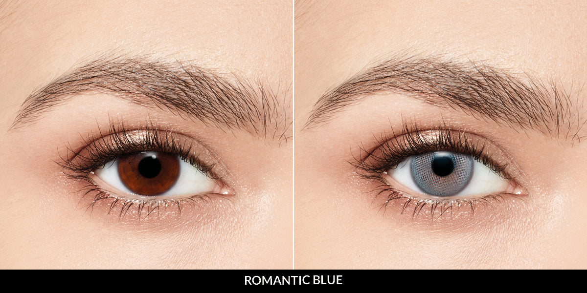 Desio blue natural colored contact lenses offer a dreamy, elegant look suitable for light or dark eyes, perfect for stylish everyday wear.