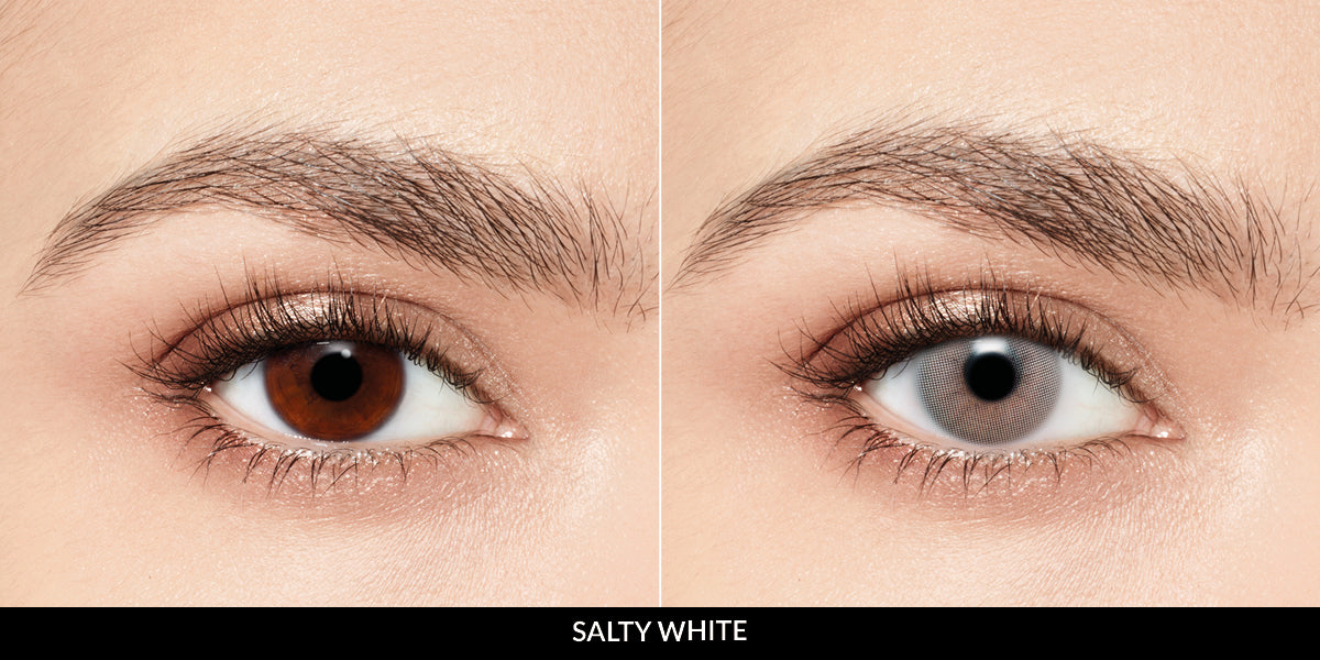 Striking white colored contact lenses ideal for cosplay or unique occasions, providing an unconventional, attention-grabbing appearance.