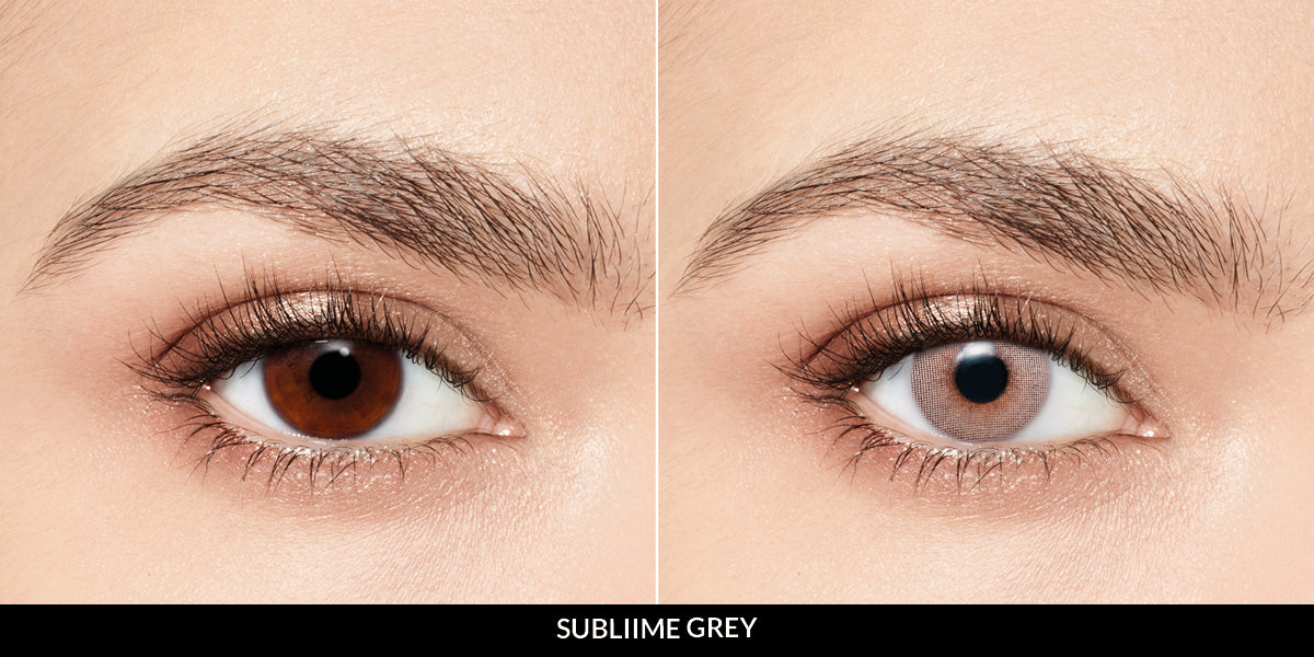 Desio grey colored contact lenses offer a cool, sublime, and sophisticated look, perfect for enhancing dark or light eyes with a natural feel.