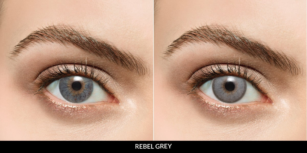 Bold and sophisticated Desio grey colored contact lenses perfect for a daring, stylish look ideal for those seeking a dramatic eye transformation.