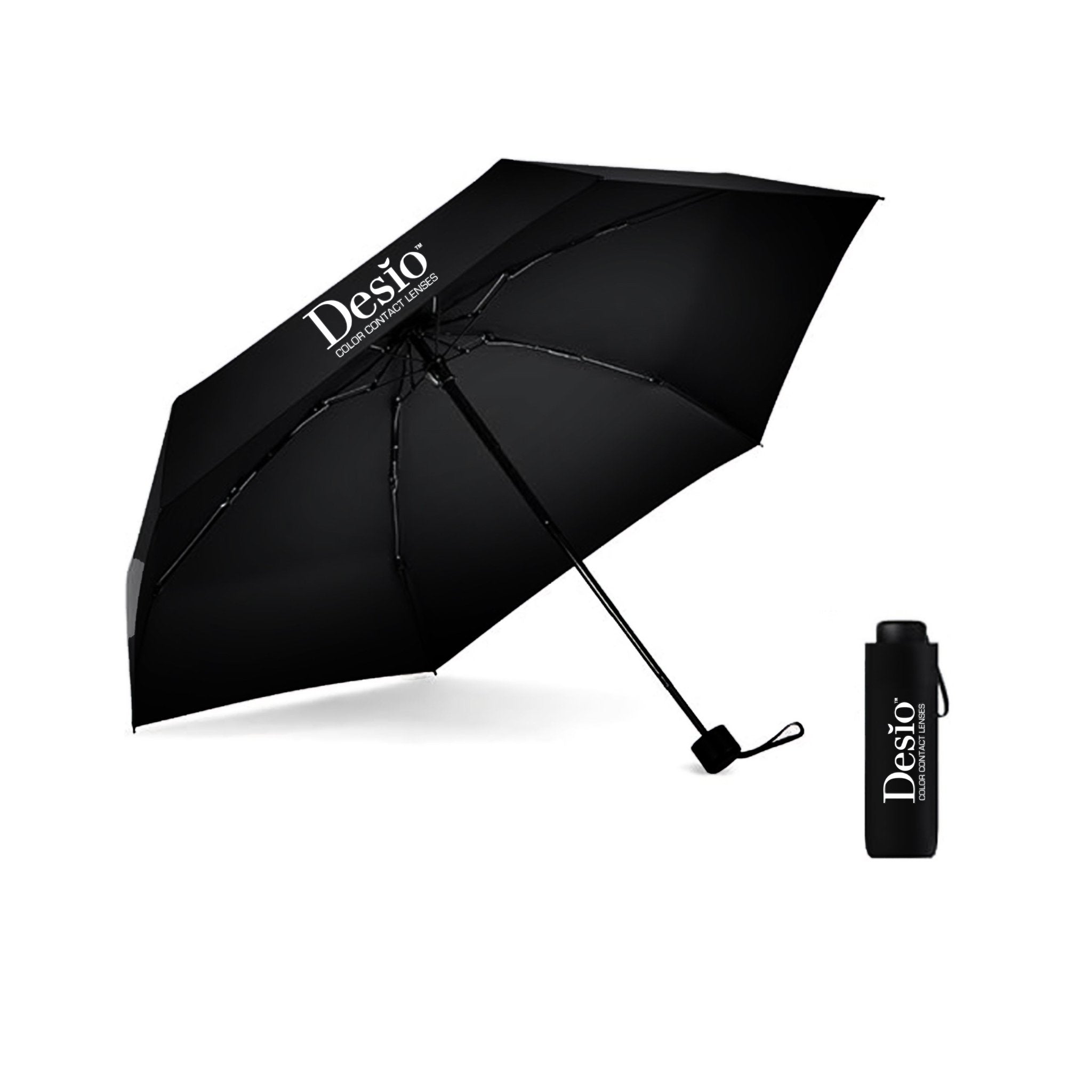 Stay protected in style with the Desio Black Compact Umbrella. Foldable and elegant, perfect for everyday use and travel.