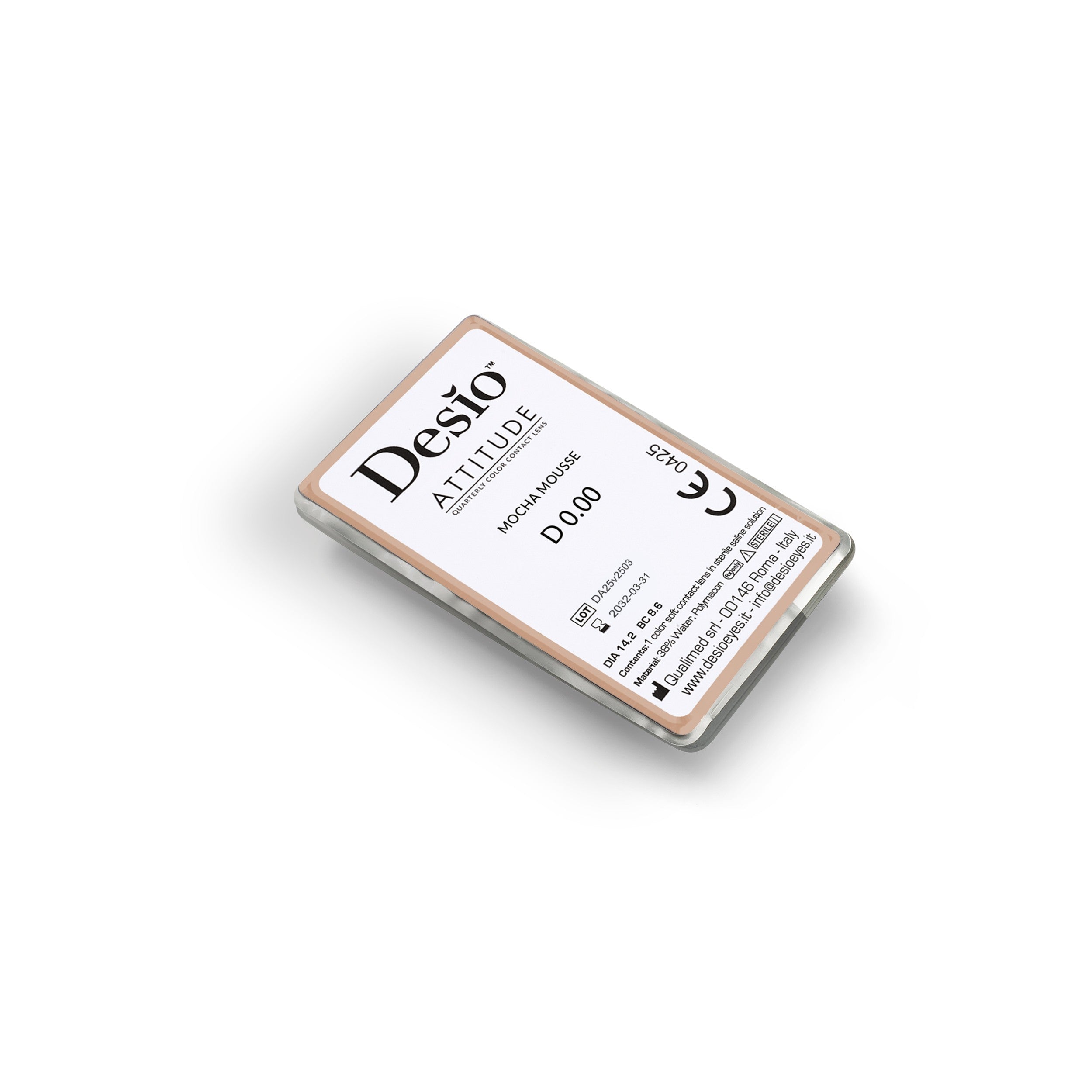 Mocha Mousse – Pantone 2025 collection. These 3-month Polymacon lenses offer a soft mocha hue that enhances both dark and light eyes with natural elegance.